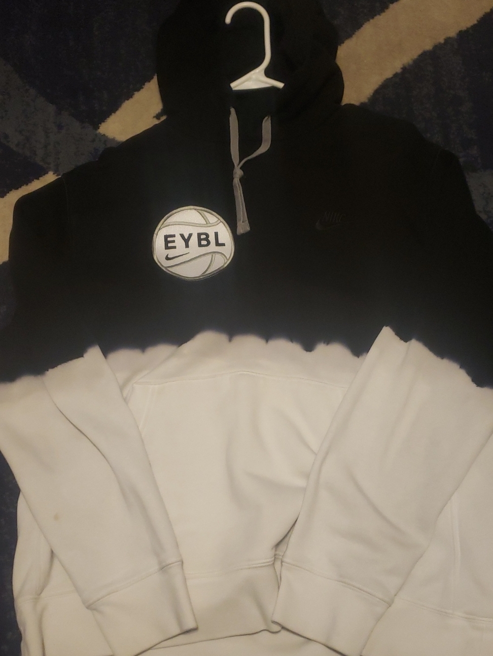 Nike Men’s Black and White Two-Tone Crewneck Hoodie with EYBL Patch